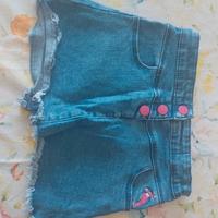 gonnellina jeans bambina con bottoni rosa