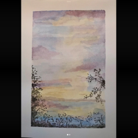 Acquerello-paesaggio  al tramonto