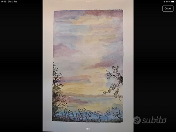 Acquerello-paesaggio  al tramonto