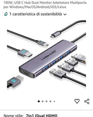 Docking Station USB-C Lemorele 7-in-1 (Dual HDMI 4