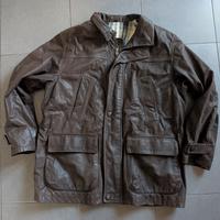 Giacca in vera pelle marrone stile Field Jacket 