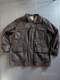 Giacca in vera pelle marrone stile Field Jacket 