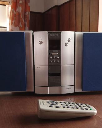 Impianto Sony CD+radio+doppia cassetta+telecomando