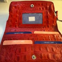 Portafoglio donna rosso in vera pelle