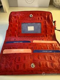 Portafoglio donna rosso in vera pelle