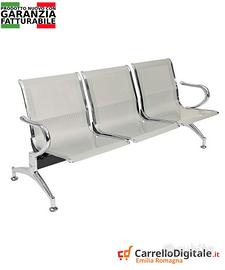 Sedie da attesa in acciaio – NUOVE – 3 posti