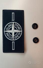 Toppa Patch Stone Island bianca + 2 bottoni