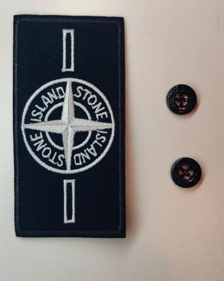 Toppa Patch Stone Island bianca + 2 bottoni