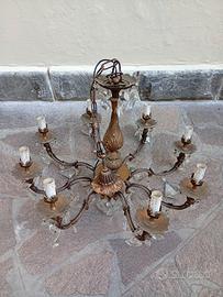 2 lampadari vintage 5 luci con struttura dorata