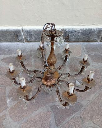 2 lampadari vintage 5 luci con struttura dorata