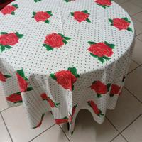 copritavolo rotondo smerlato  rose'e 