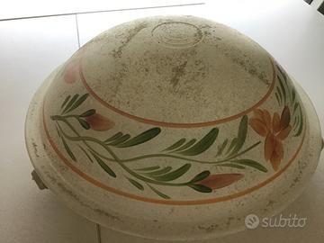 Lampadario a soffitto floreale in vetro anticato