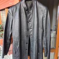 Giacca lunga nera , vera pelle