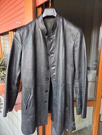 Giacca lunga nera , vera pelle