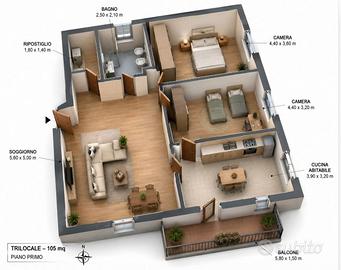 Trilocale con balcone a Brinzio