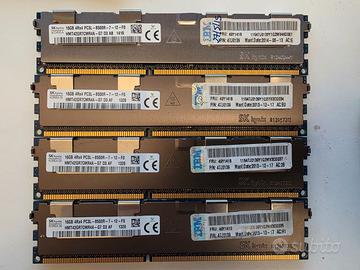 Lotto 4 Moduli RAM SK Hynix 16GB DDR3 ECC