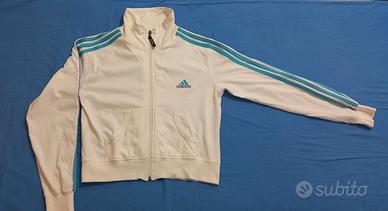 Giacca sportiva Adidas bianca con strisce blu TG M