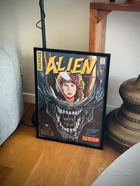 Quadro con cornice Alien Ridley Scott comics 50x70