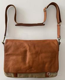 Fossil borsa uomo 38x30 marrone/beige Pelle/stoffa