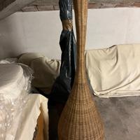 Coppia di Lampade Scultoree in Rattan