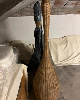 Coppia di Lampade Scultoree in Rattan