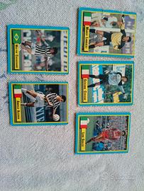 5 schede calcio vintage 89/90 Juve Roma Fiorenr