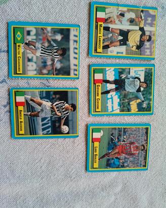 5 schede calcio vintage 89/90 Juve Roma Fiorenr