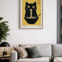 Poster A3 “Kuro Neko” – Gatto nero e ramen