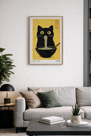 Poster A3 “Kuro Neko” – Gatto nero e ramen