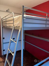 Letto a soppalco in metallo