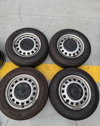 4 Cerchi Ferro 16 Pollici e Gomme Originali Citroe