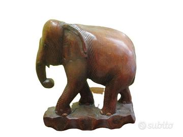 statua vintage di elefante in legno in teak intagl