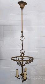 LAMPADARIO D'EPOCA VINTAGE OTTONE DORATO 3 LUCI
