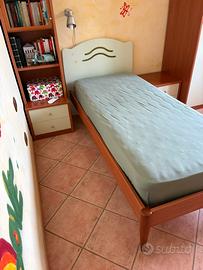 Letto singolo per bambini e puff morbido dorato