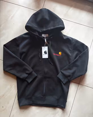 Felpa Carhartt nera con zip e cappuccio M nuova
