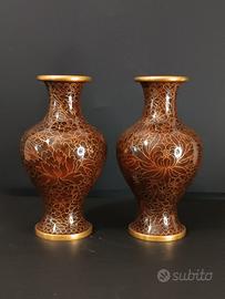 Coppia di Vasi in Cloisonné Cinese (Anni '50 - 70)