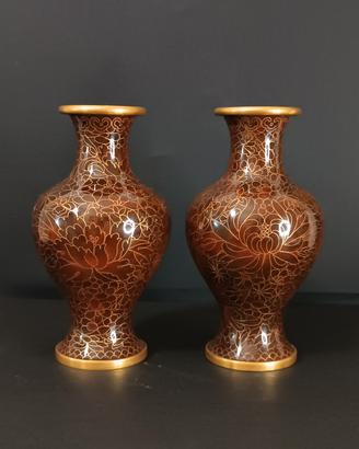 Coppia di Vasi in Cloisonné Cinese (Anni '50 - 70)
