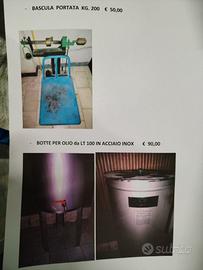 bascula più fusto olio inox 100 litri