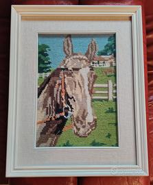 Quadro in stile naïf,raffigurante cavallo su prato