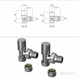 Kit valvola e detentore per termosifoni