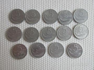 lotto monete da 5 lire secondo
