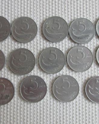 lotto monete da 5 lire secondo