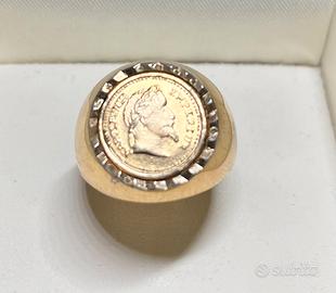 Anello stile Napoleone Vintage DORATO con moneta