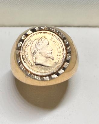 Anello stile Napoleone Vintage DORATO con moneta