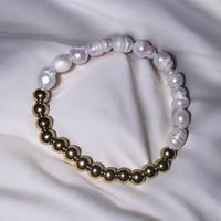 Braccialetto di perle placcato oro 24k