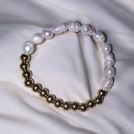 Braccialetto di perle placcato oro 24k