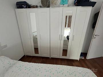 Coppia Armadi 3 ante con specchio IKEA BRIMNES bia