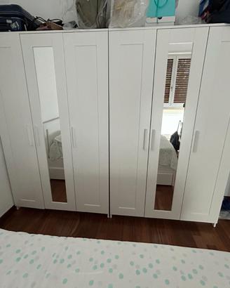 Coppia Armadi 3 ante con specchio IKEA BRIMNES bia