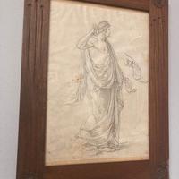 Antico disegno  anno 1920  di personaggio in corni