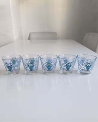 Set 5 tazze in vetro Pukka nuove con etichetta